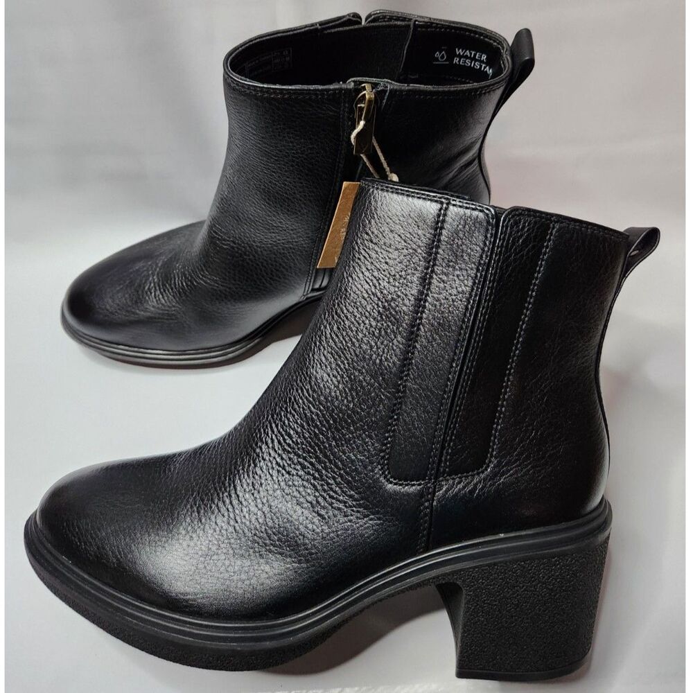 Vionic Savannah Leather Ankle Boots Womens 10M Water Resistant Black